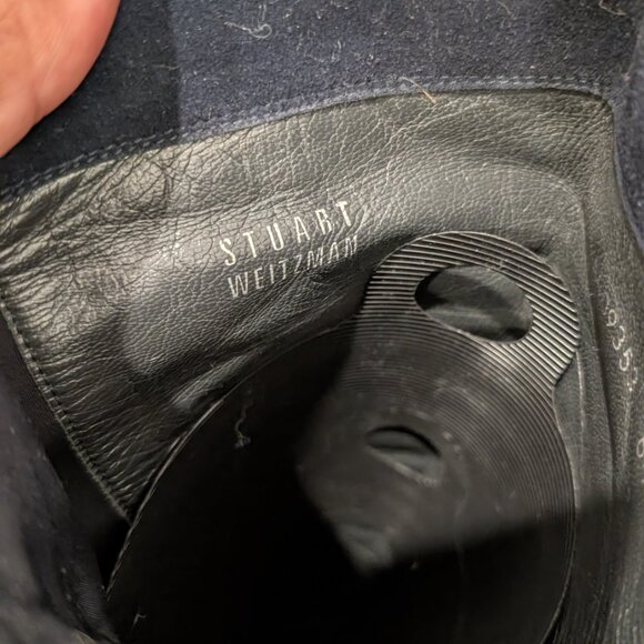 Stuart Weitzman  Navy & Black Over the Knee Suede Sock Boots - Picture 5 of 8